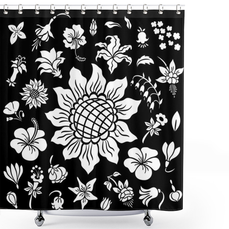 Personality  Flower Silhouettes Set Shower Curtains