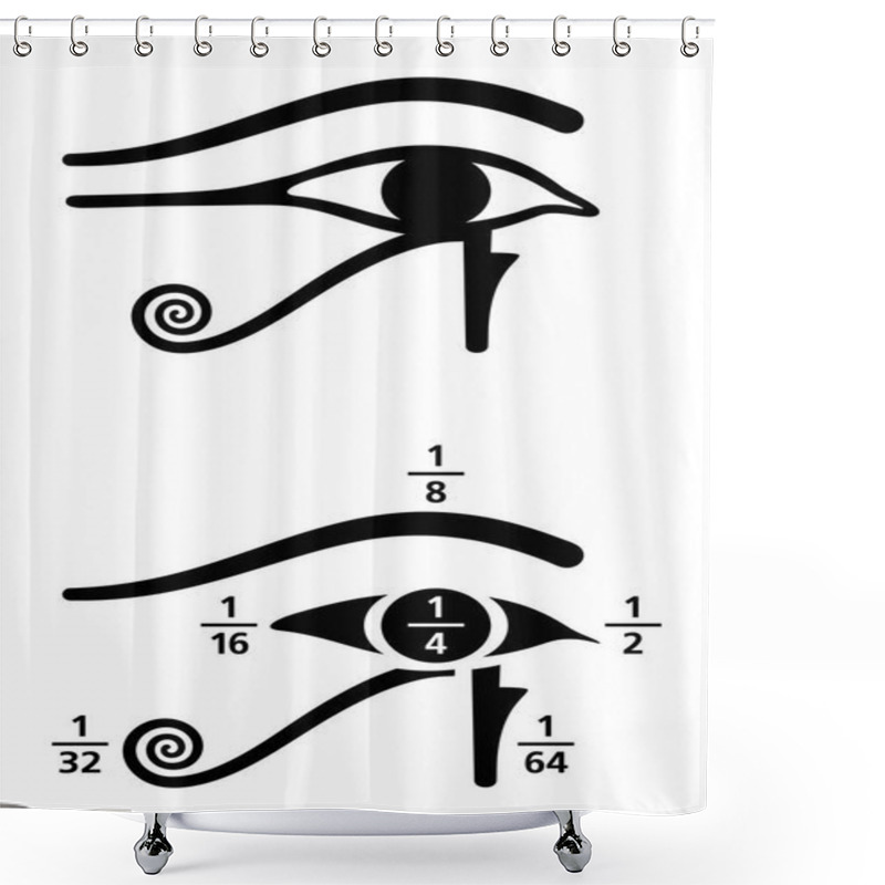 Personality  Eye Of Horus Fractions Values Black And White Shower Curtains