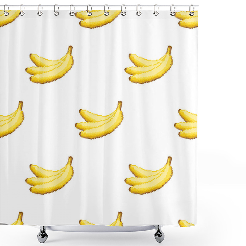 Personality  Seamless Pattern With Pixel Art Bananas. Vector Illustration Of Seamless Print Pattern. 8bit Shower Curtains