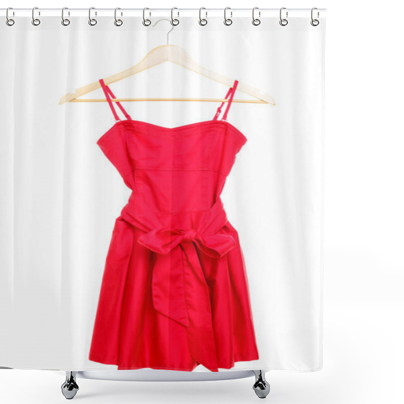 Personality  Red Dress On Hanger Isolated Shower Curtains