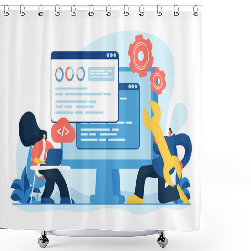 Personality  Back End Development Concept Vector Illustration Shower Curtains