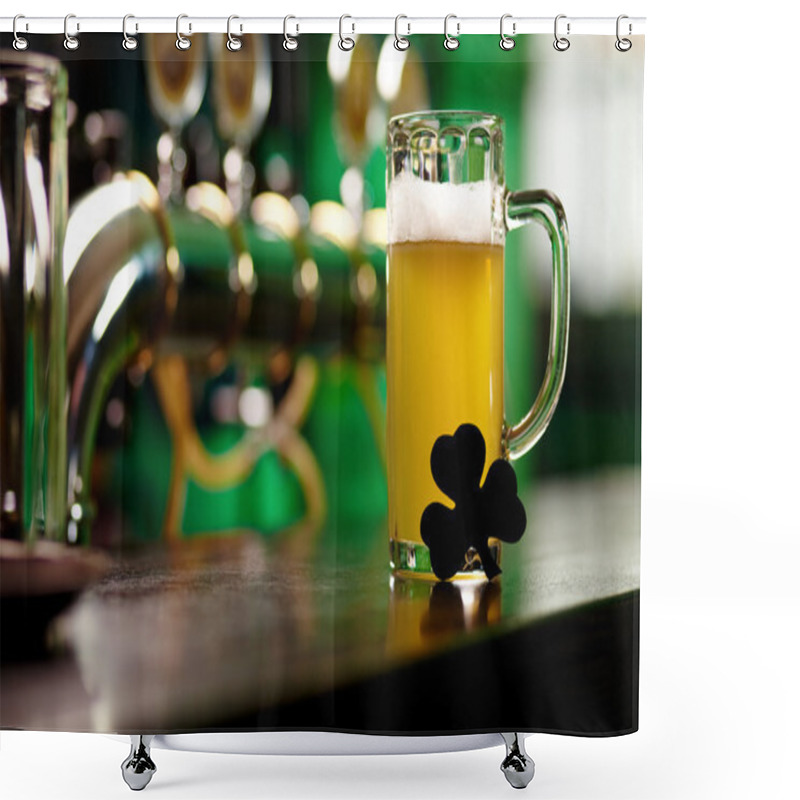 Personality  Glass Of Beer With Shamrock Leaf Shower Curtains