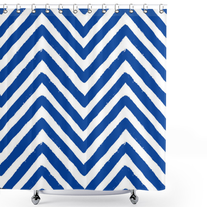 Personality  Vector Chevron Blue Seamless Pattern Shower Curtains