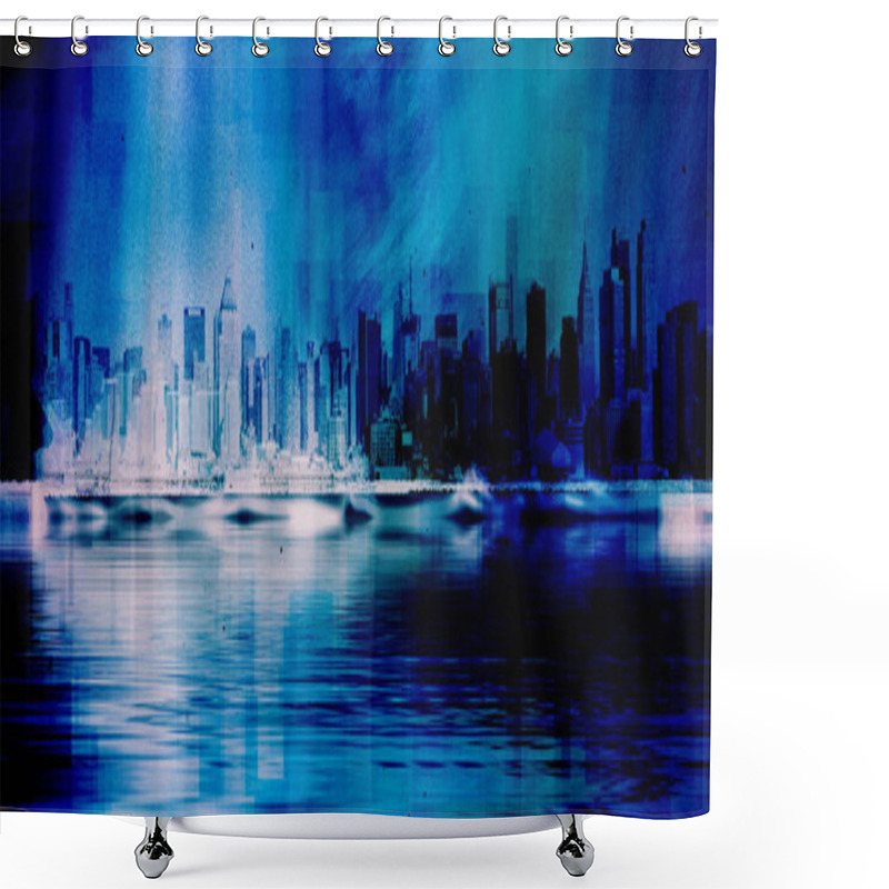 Personality  New York Skyline 3D Rendering Shower Curtains