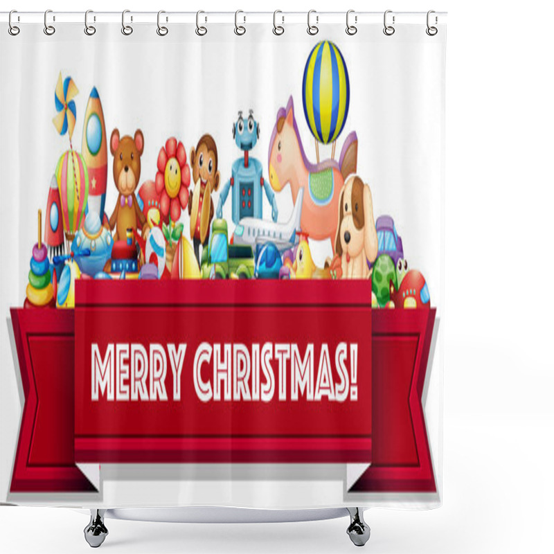 Personality  Merry Christmas Sign With Many Toys Shower Curtains