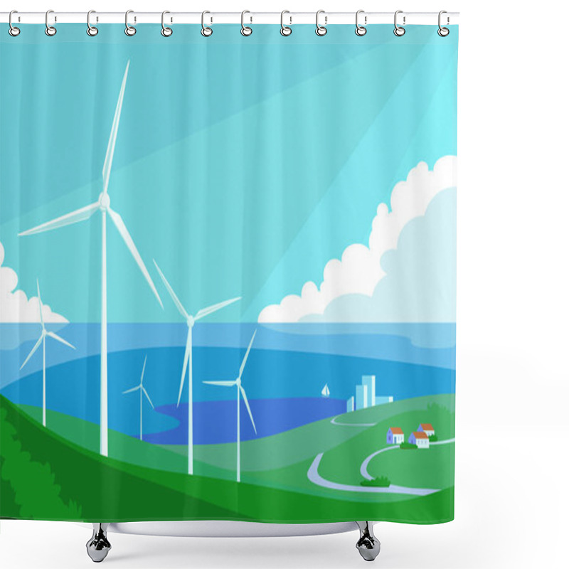 Personality  Alternative Energy Resource With Windmills Shower Curtains