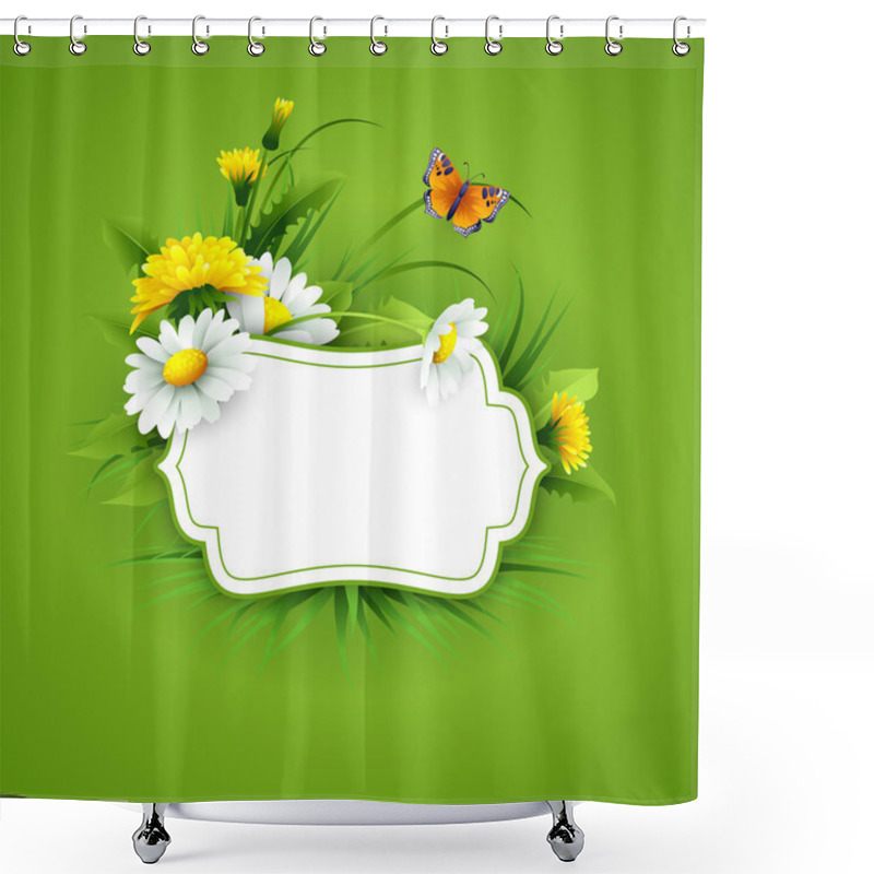 Personality  Fresh Spring Background With Grass, Dandelions And Daisies Shower Curtains