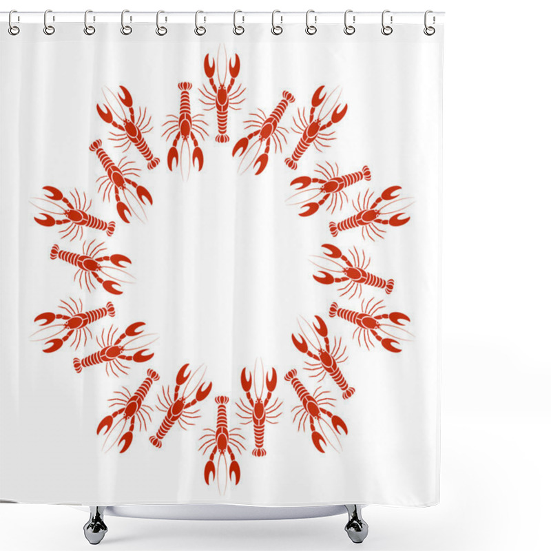 Personality  Vector Crayfish Or Lobster Frame In White Background. Simple Flat  Design For Cards, Menu, Booklet, Website Shower Curtains