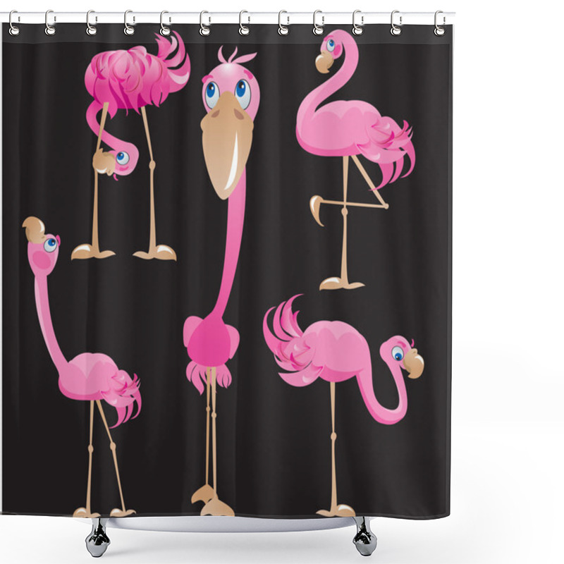 Personality  Flamingos Cartoons. Shower Curtains