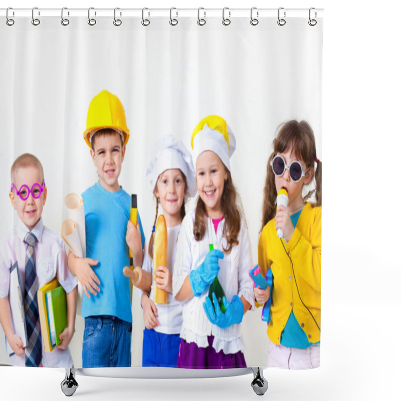 Personality  Kids Playing In Professions Shower Curtains