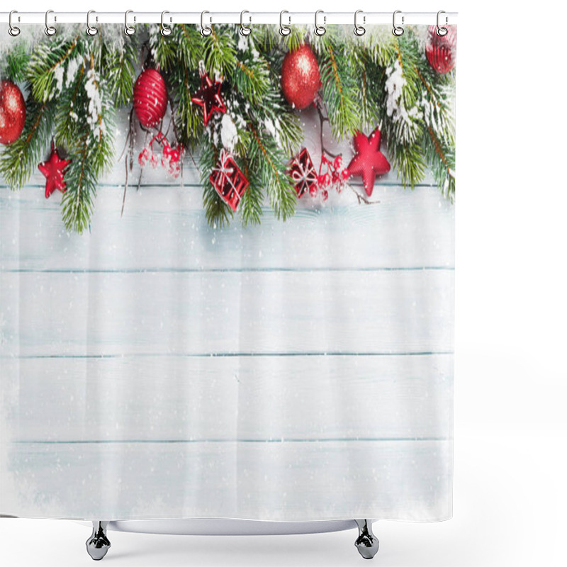 Personality  Christmas Wooden Background Shower Curtains