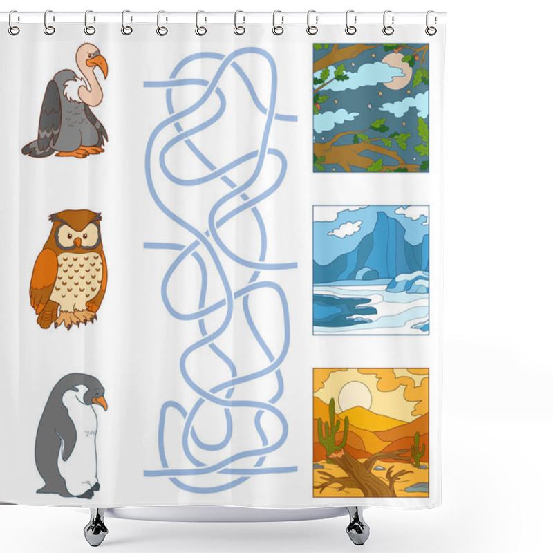 Personality  Maze Game (birds And Habitat) Shower Curtains