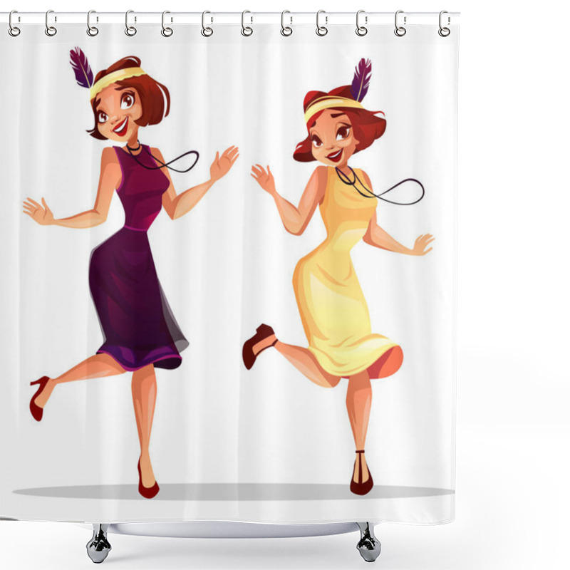 Personality  Jazz Dancers Women In Cabaret Vector Illustration Shower Curtains