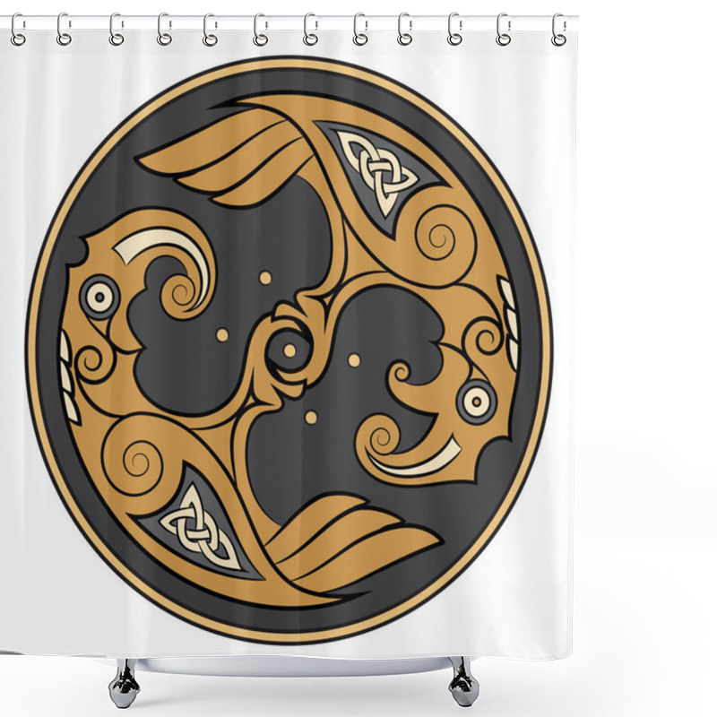 Personality  Two Ravens Of The God Odin In Scandinavian Style. Huginn And Muninn Shower Curtains