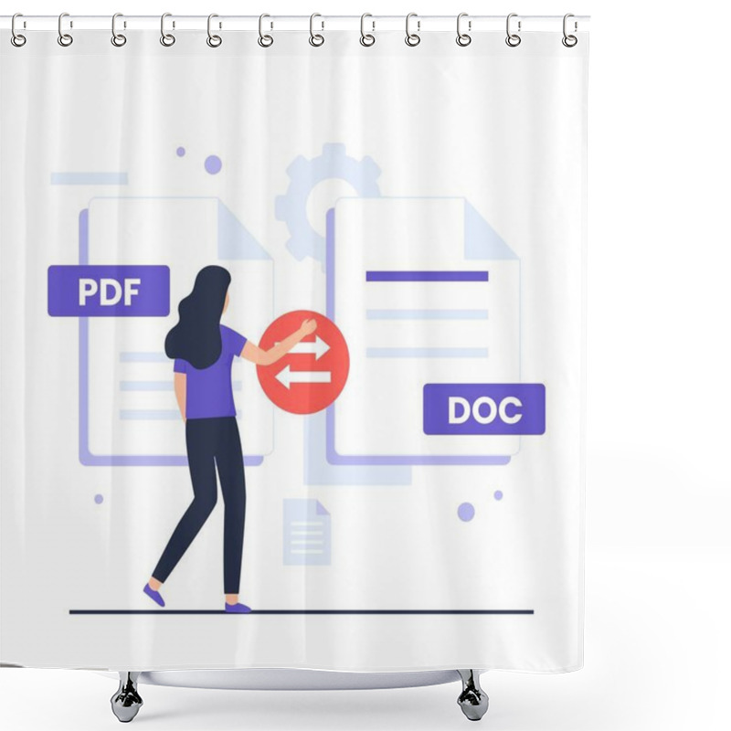 Personality  Pdf To Doc Convert Illustration Design Concept. Illustration For Websites, Landing Pages, Mobile Applications, Posters And Banners Shower Curtains