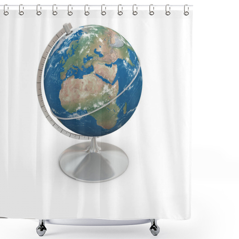 Personality  Topographic Globe With Clouds Shower Curtains