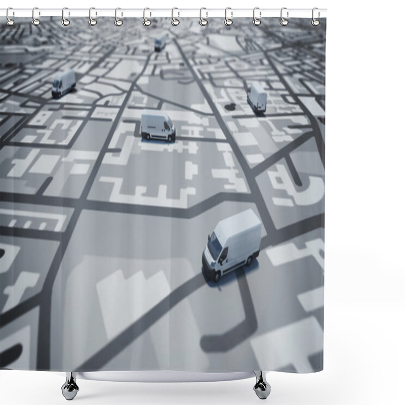 Personality  Map Of Streets With Trucks Shower Curtains