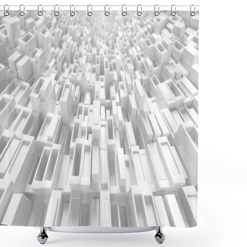 Personality  Abstract White Geometric Urban Landscape With Modern Architecture. 3d Render. Shower Curtains