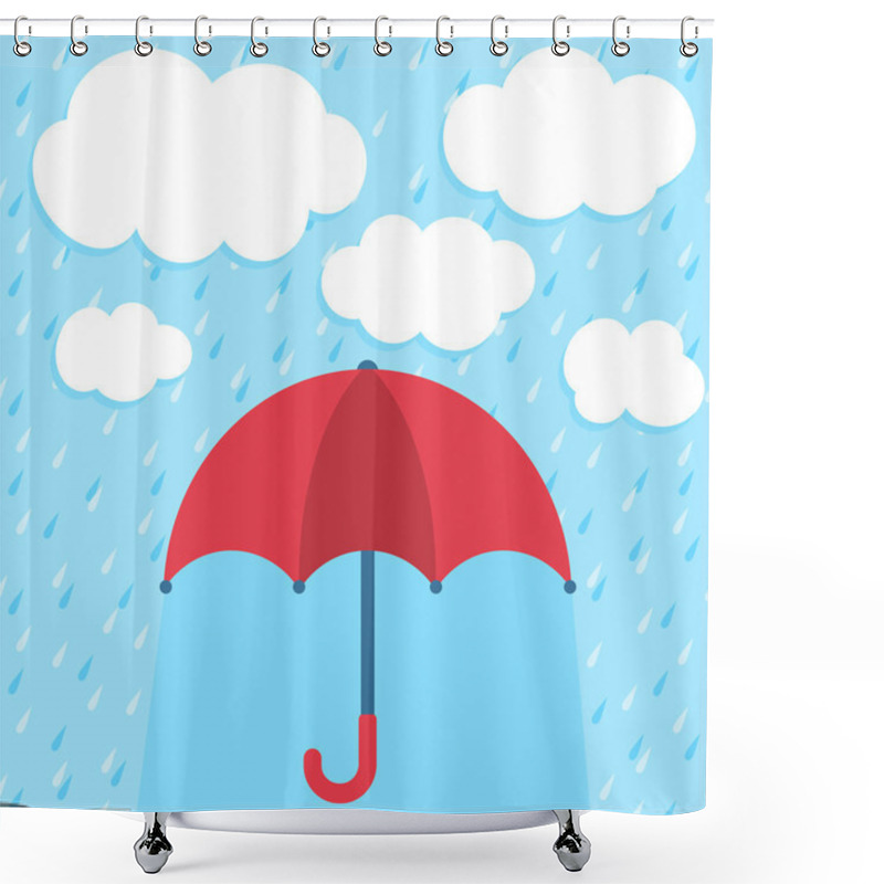 Personality  Vector Illustration With Umbrella And Clouds Shower Curtains