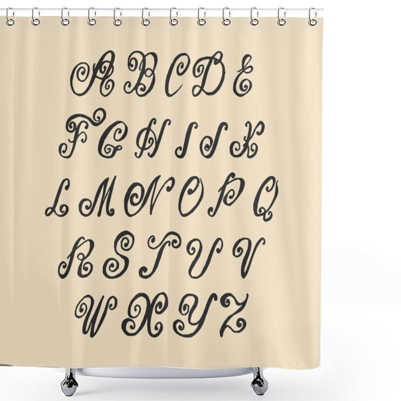 Personality  Old Swirl Lettering Alphabet. Shower Curtains