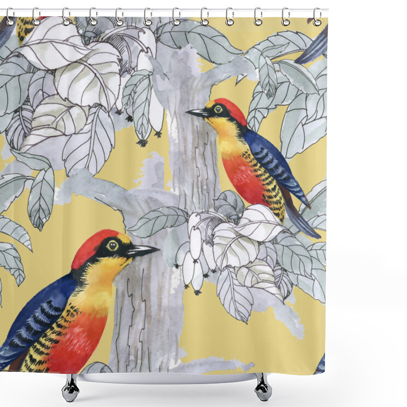 Personality  Exotic Birds Background Shower Curtains