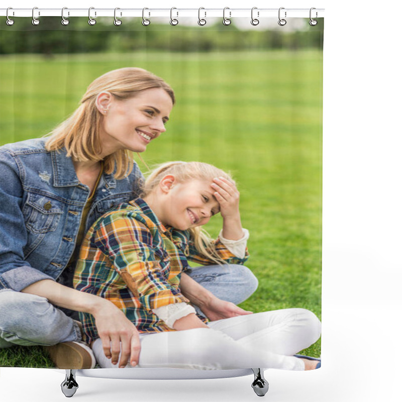 Personality  Family Resting On Lawn Shower Curtains