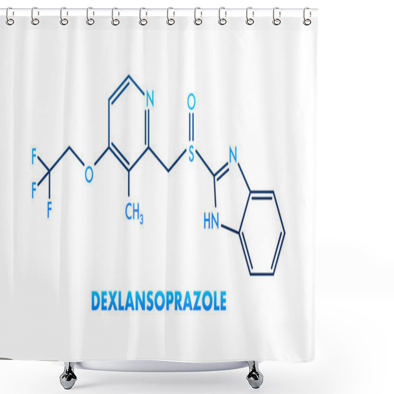 Personality  Dexlansoprazole Concept Chemical Formula Icon Label, Text Font Vector Illustration. Shower Curtains