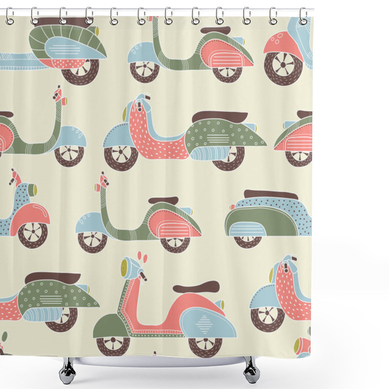 Personality  Bikes Seamless Pattern Shower Curtains