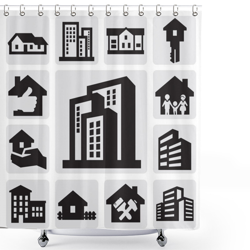 Personality  Hous Icons Shower Curtains