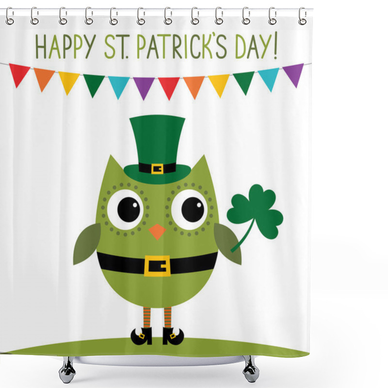 Personality  St. Patrick's Day Card With An Owl Shower Curtains