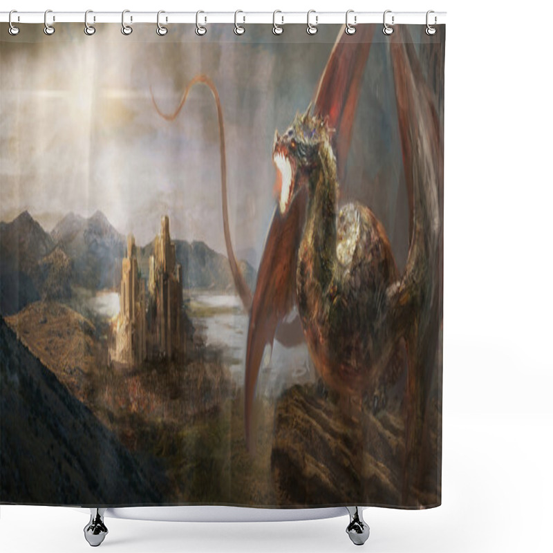 Personality  Dragon Castle Shower Curtains