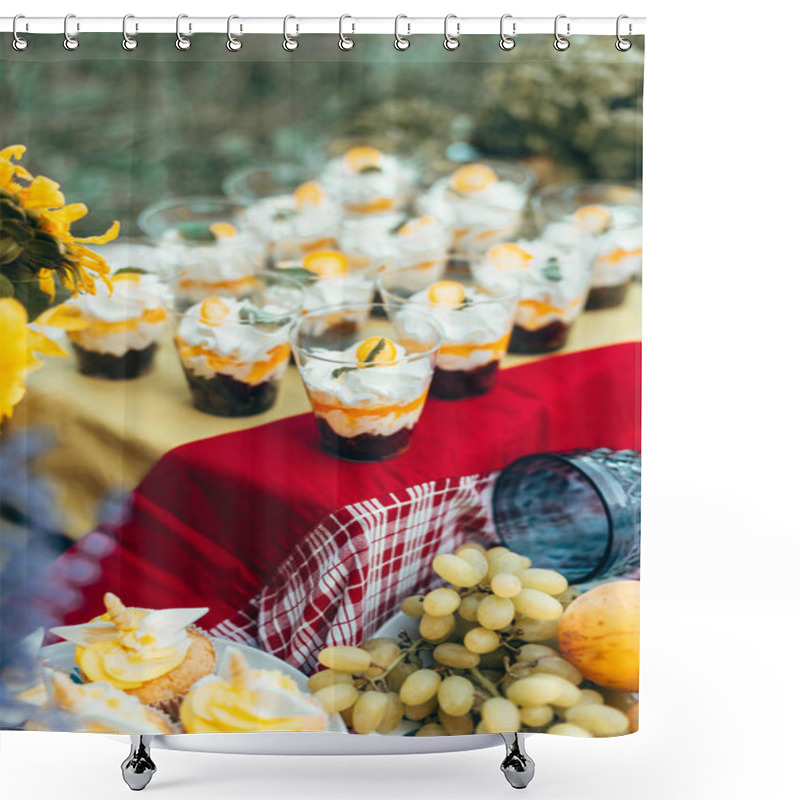 Personality  Delicious Creamy Desserts With Fresh Berries Shower Curtains