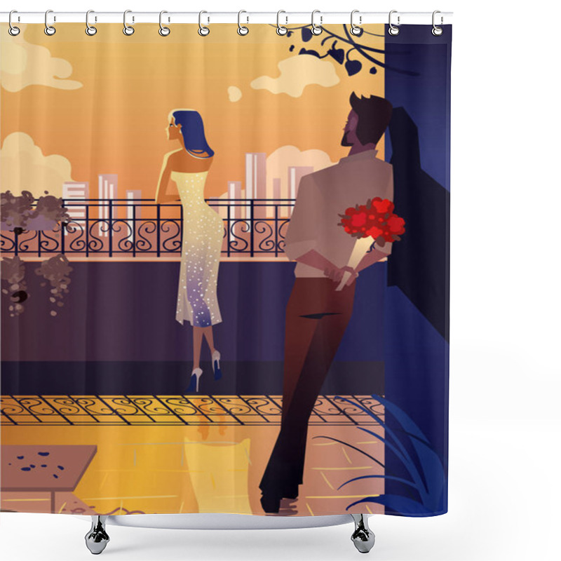 Personality  Young And Beautiful Couple On Date Shower Curtains