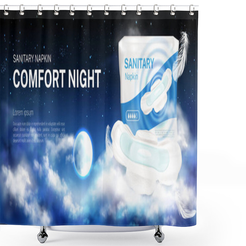 Personality  Sanitary Napkins For Night Package Mock Up Banner. Shower Curtains