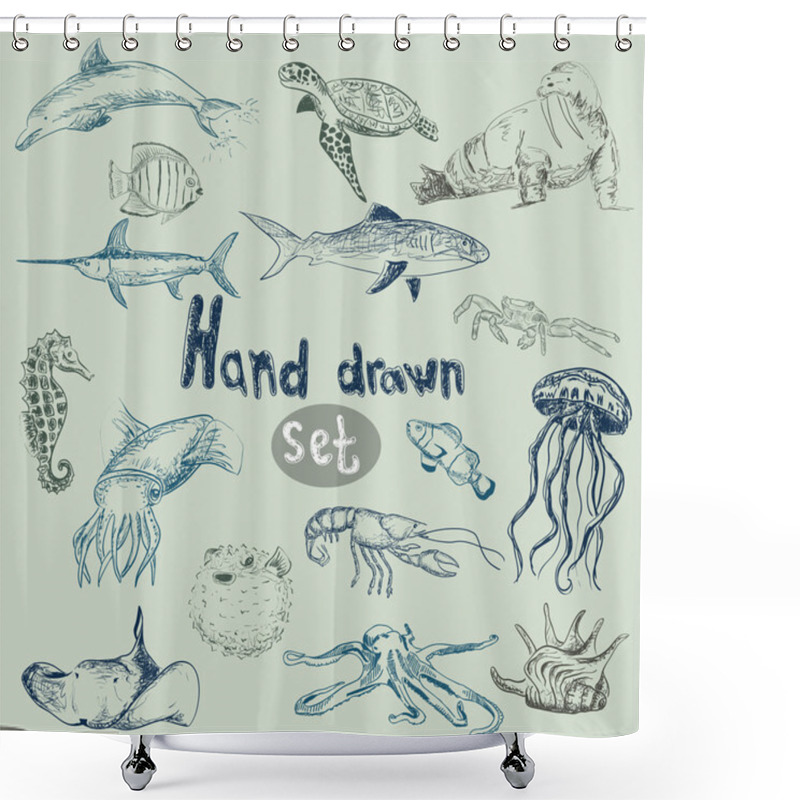 Personality  Sea Animal Set Shower Curtains