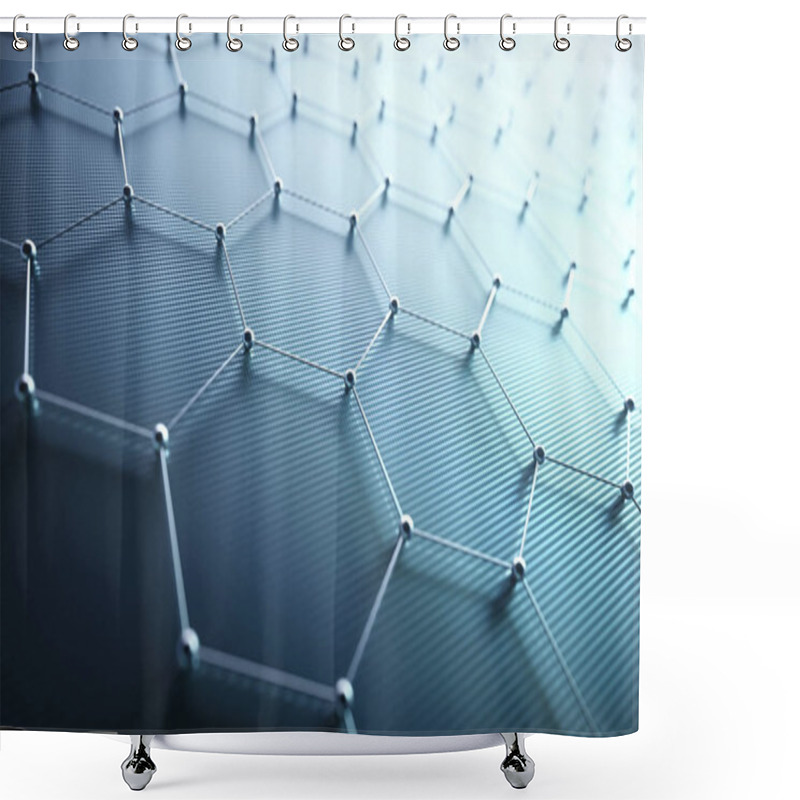 Personality  Abstract Hexagonal Atomic Connection Science Technology Shower Curtains