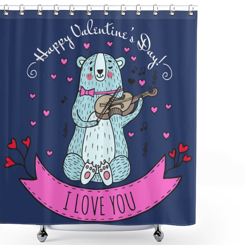 Personality  Greeting Card For Valentine's Day With Teddy Bear Shower Curtains