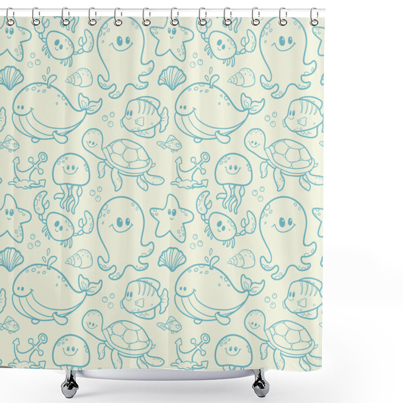 Personality  Sea Seamless Pattern Shower Curtains