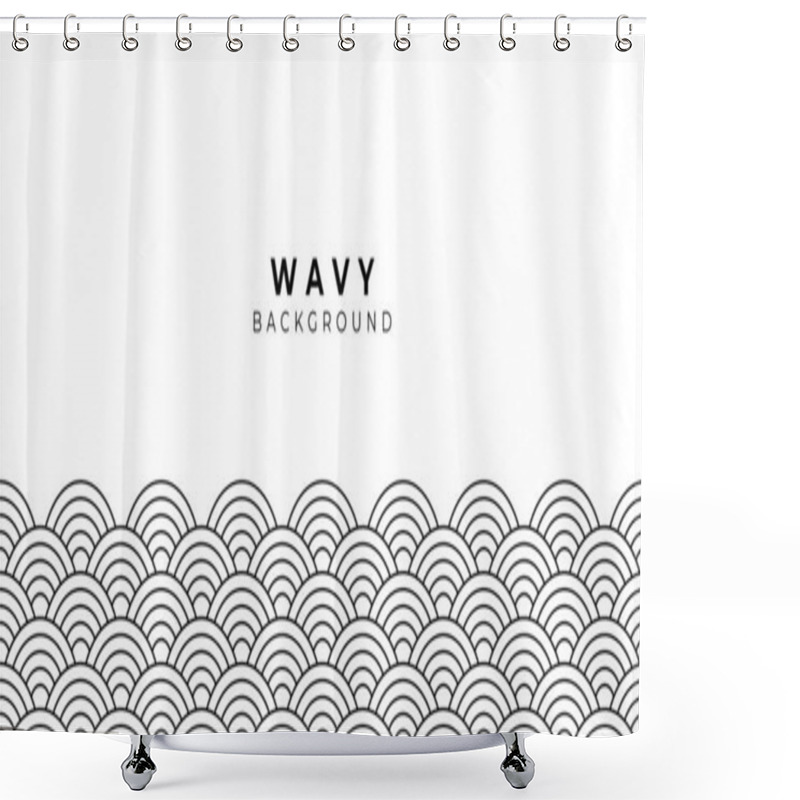 Personality  A Minimalist Wavy Background Featuring Black Curved Lines On A White Surface, Creating A Rhythmic Pattern. The Design Is Simple And Elegant, Suitable For Various Applications. Shower Curtains