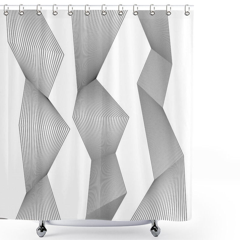 Personality  Design Element Piligonal Many Parallel Lines Wavy Form03 Shower Curtains