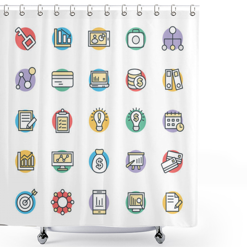 Personality  Business Cool Vector Icons 4 Shower Curtains