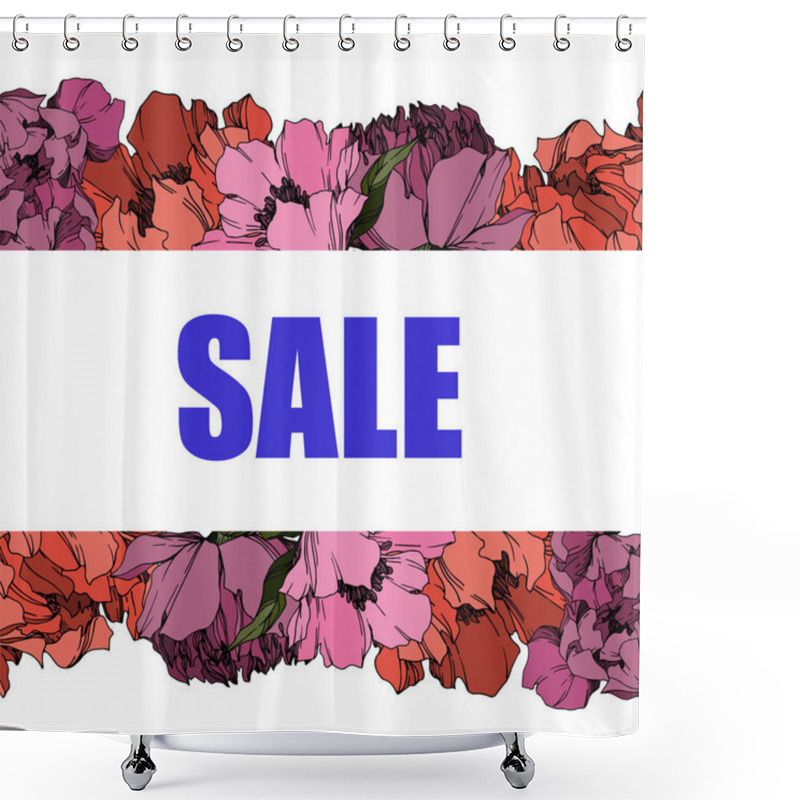 Personality  Vector Peony Floral Botanical Flowers. Black And White Engraved  Shower Curtains