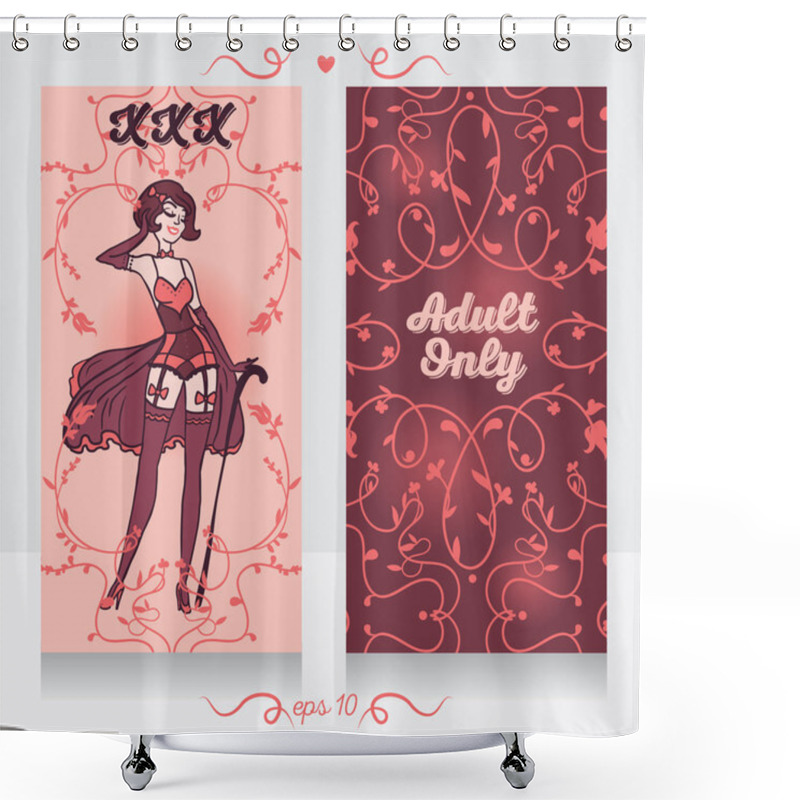 Personality  Two Cards In Burlesque Style Shower Curtains