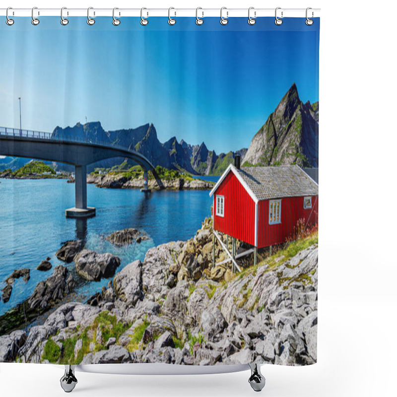 Personality  Lofoten Summer Landscape Lofoten Is An Archipelago In The County Of Nordland, Norway. Is Known For A Distinctive Scenery With Dramatic Mountains And Peaks Shower Curtains