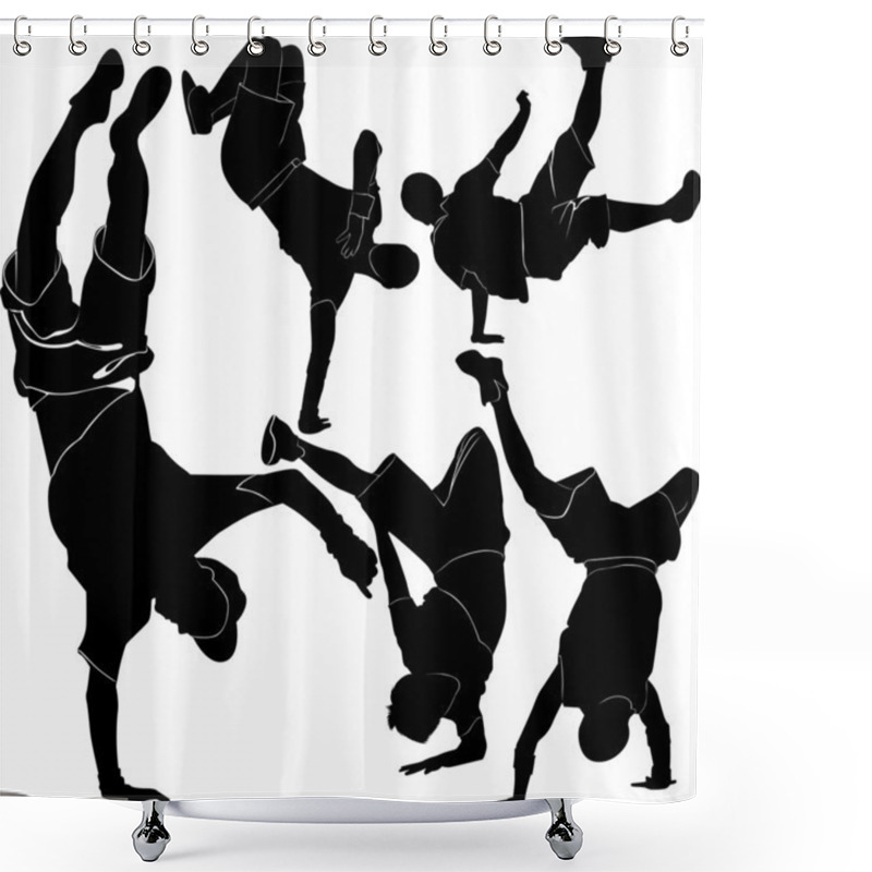 Personality  Silhouette Break Dance Shower Curtains