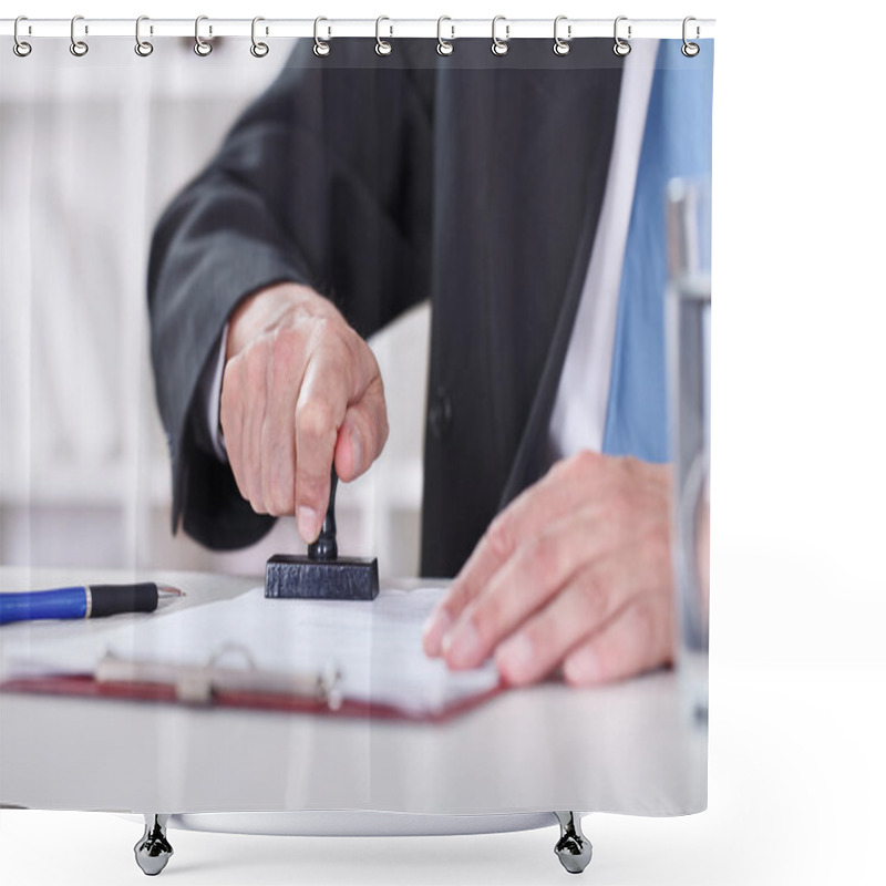 Personality  Man’s Hand With Stamp Shower Curtains