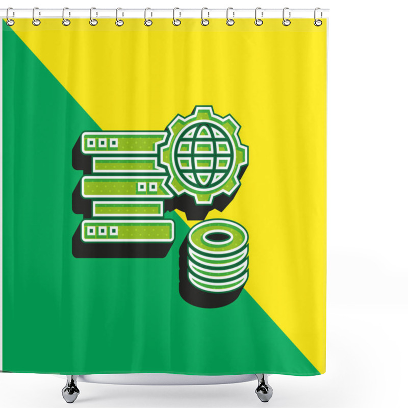 Personality  Big Data Green And Yellow Modern 3d Vector Icon Logo Shower Curtains