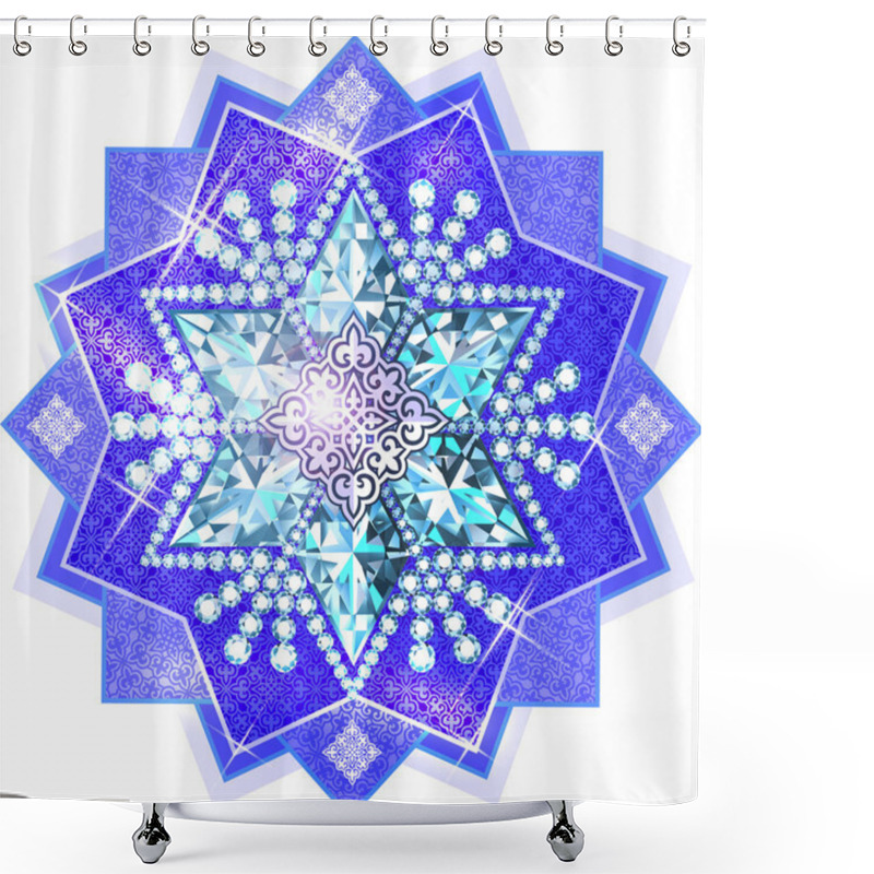 Personality  Diamond, Crystal, Glass, Fairy Tale, Snowflakes, Glitter, Glamor, Illustration, Swarovski Shower Curtains