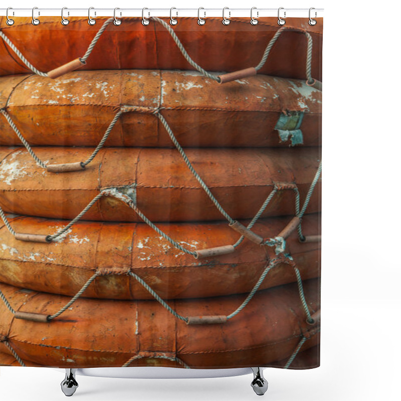 Personality  Stack Of Life Buoys Shower Curtains