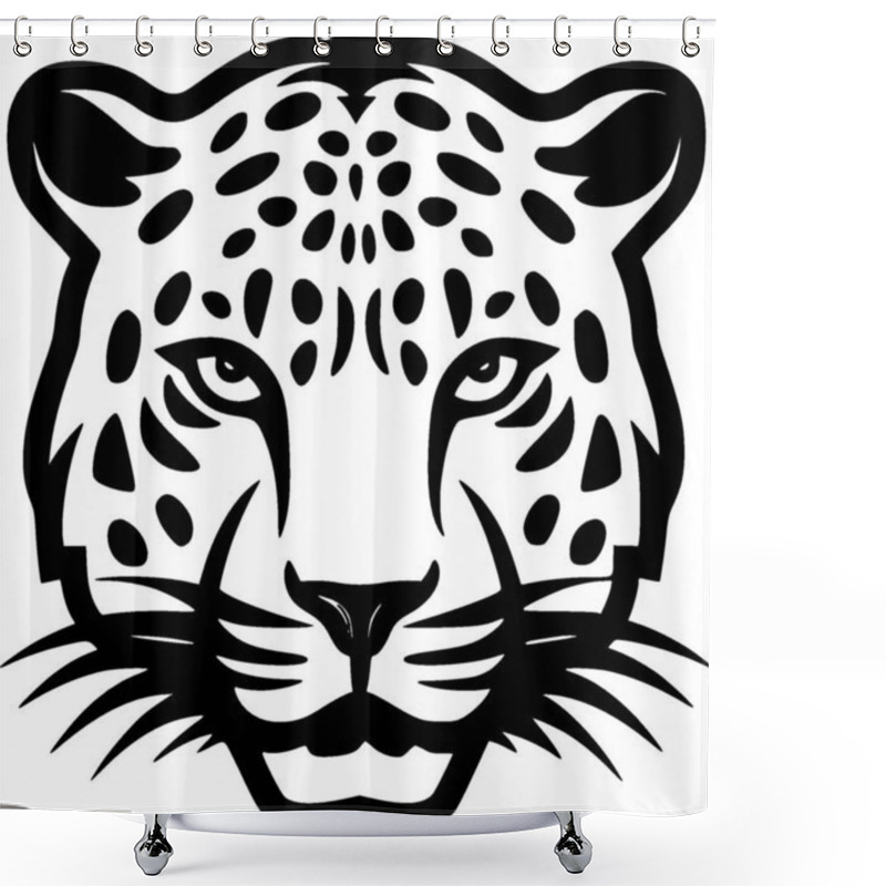 Personality  Leopard - Minimalist And Flat Logo - Vector Illustration Shower Curtains